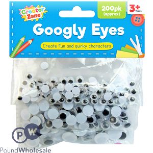 CREATOR ZONE ASSORTED GOOGLY EYES 200PC