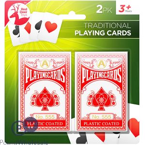 RED DEER TOYS PLASTIC COATED TRADITIONAL PLAYING CARDS 2 PACK