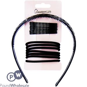 Glamorize Black Hair Accessories Set 20pc