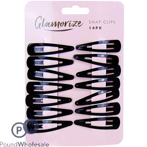 Glamorize Black Snap Hair Clips 14 Pack