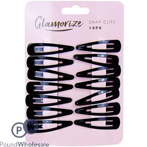 GLAMORIZE BLACK SNAP HAIR CLIPS 14 PACK