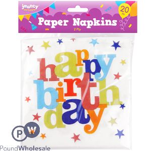 JAUNTY PARTYWARE 2-PLY PAPER NAPKINS 20 PACK