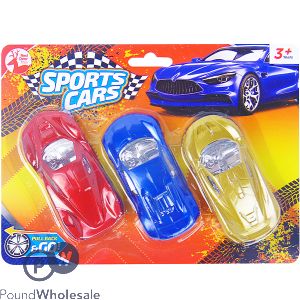 RED DEER TOYS ASSORTED COLOUR FRICTION SPORTS CARS 3 PACK