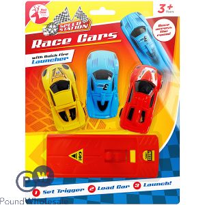 RED DEER TOYS QUICK FIRE LAUNCHER RACE CARS PLAY SET 4PC