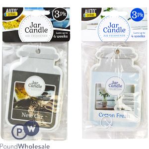 Auto Extras Jar Candle Air Freshener 3 Pack Assorted
