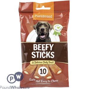 PURE BREED BEEFY MARROW STICKS DOG TREATS 10 PACK 200G