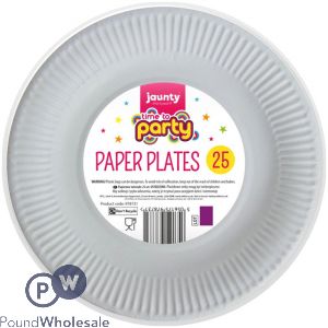 Jaunty Time To Party White Paper Plates 9" 25 Pack