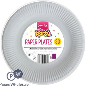 Jaunty Time To Party White Paper Plates 7" 30 Pack