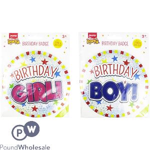 Jaunty Time To Party Large Birthday Badge Assorted
