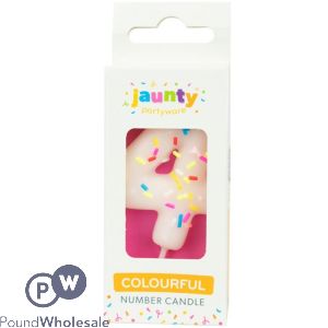 Jaunty Colourful Sprinkles Number Candle 1 Pack Assorted