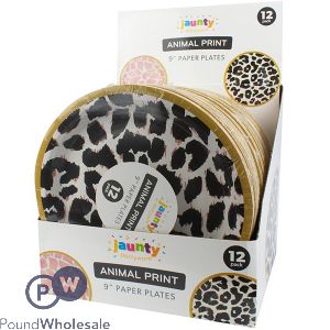 Jaunty 9" Leopard Print Disposable Paper Plates 12pc Cdu Assorted