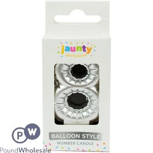 Jaunty Silver Metallic Number Candle Balloon 1 Pack Assorted