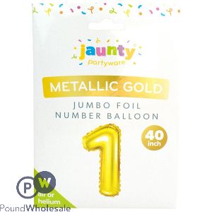 Jaunty Metallic Gold Jumbo Foil Number Balloon 40" Assorted