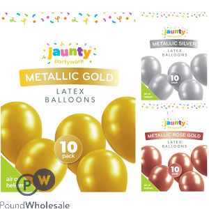 Jaunty Metallic Latex Balloons 10 Pack Assorted Colours