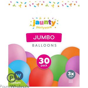 Jaunty Assorted Colour Jumbo Balloons 30 Pack