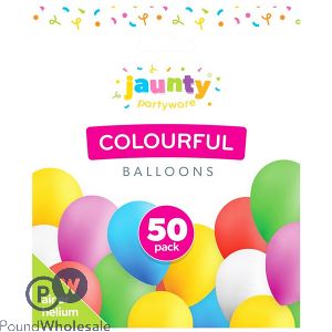 Jaunty Assorted Colourful Balloons 50 Pack