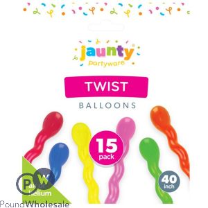 Jaunty 40" Assorted Colour Twist Balloons 15 Pack