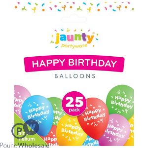Jaunty Assorted Colour Happy Birthday Balloons 25 Pack