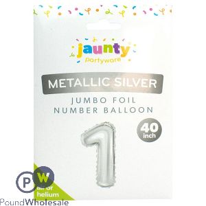 Jaunty 40" Metallic Silver Jumbo Foil Number Balloon 1 Pack Assorted