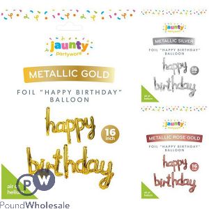 Jaunty Metallic Foil Happy Birthday Balloon 16" Assorted Colours