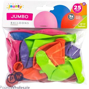 Jaunty Assorted Colour Jumbo Balloons 25 Pack
