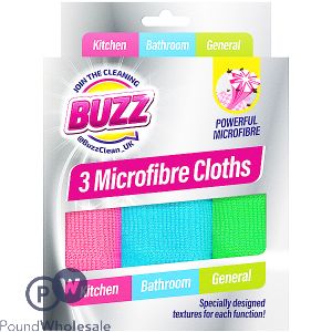 BUZZ MICROFIBRE CLOTHS 3 PACK