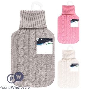DID Hot Water Bottle &amp; Knitted Cover 2l Assorted Colours