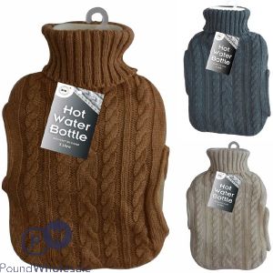 DID Hot Water Bottle & Knitted Cover 2L Assorted Colours