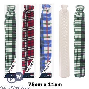 DID EXTRA LONG HOT WATER BOTTLE &amp; FLEECE COVER 2L ASSORTED