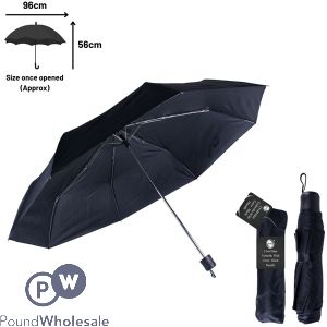 Did 3 Fold Mini Black Handle Umbrella 96cm X 56cm