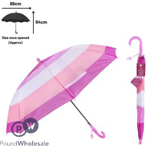Did Kids Pink Striped Umbrella & Whistle 86cm X 64cm