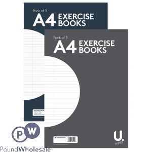 U. A4 Exercise Books 3 Pack