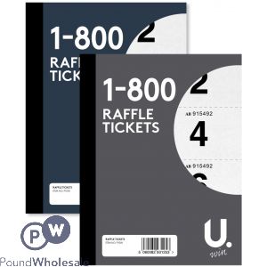 Raffle Tickets 1-800 2 Assorted Colours