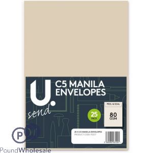 25 Pack Peel And Seal 80gsm C5 Manila Envelopes