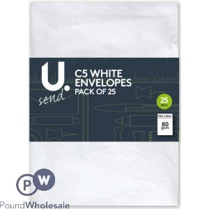 25 Pack Peel And Seal 80gsm C5 White Envelopes