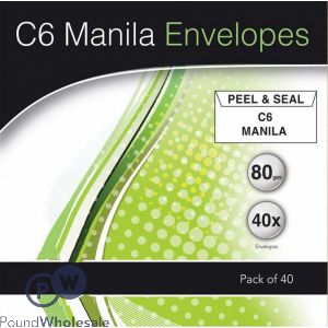 Peel And Seal 80gsm C6 Manila Envelopes 40 Pack