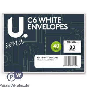 U. Peel And Seal 80gsm C6 White Envelopes 40 Pack