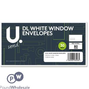 U. Peel And Seal 80gsm Dl White Window Envelopes 30 Pack