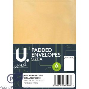 6 Pack Size A Padded Envelopes 120mm X 170mm