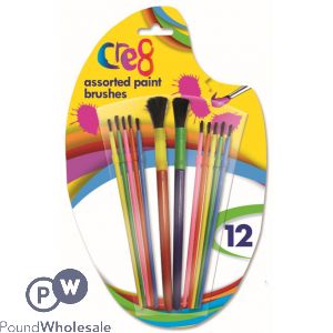 Cre8 Assorted Paint Brushes 12 Pack