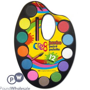 Cre8 12 Colour Jumbo Paint Palette With Brush