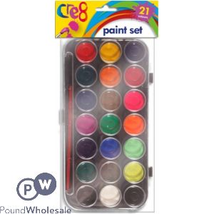 Cre8 21 Colour Paint Palette With Paint Brush