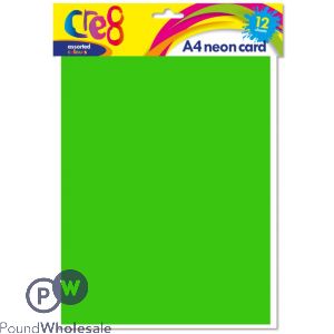 Cre8 A4 150gsm Green Neon Card 12 Pack