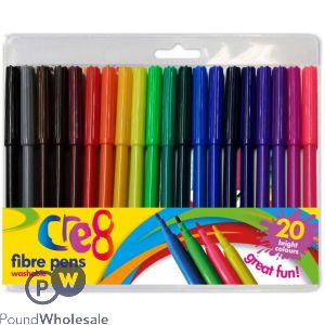 Cre8 Fibre Pens Assorted Colours 20 Pack