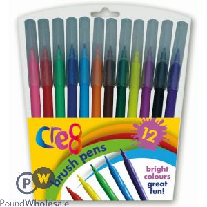 Cre8 Brush Pens Assorted Colours 12 Pack