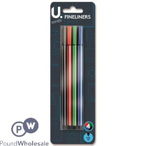 U. Assorted Colour Fineliner Pens 4 Pack