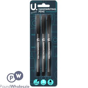 U. Black Handwriting Pens 3 Pack