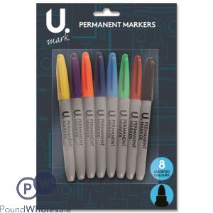 8pk Permanent Markers Assorted Colours