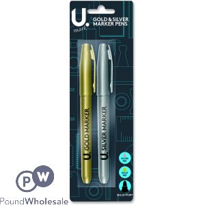 U. Gold & Silver Bullet Point Marker Pens 2 Pack