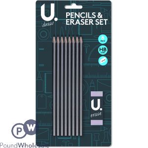 8pk Pencils And Eraser Set 